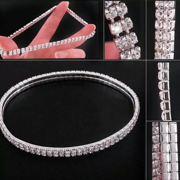 Rhinestone anklet sexy silver diamond sparkly shiny ankle bracelet y2k stunning - Picture 2 of 5
